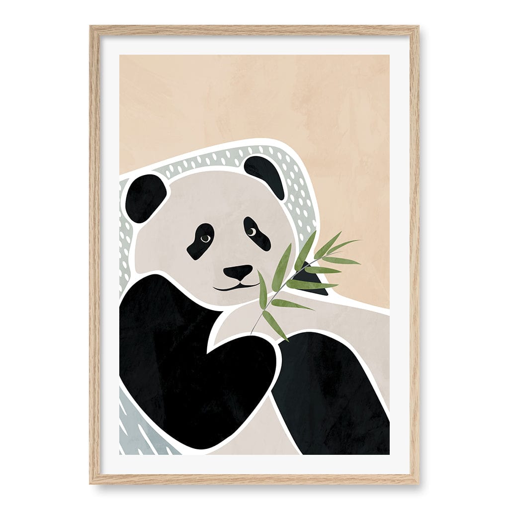 Lazy Panda Nursery Wall Art Print A1 (59.4 x 84.1cm) / Natural Oak Frame / White Border from our Australian Made Framed Wall Art, Prints & Posters collection by Profile Products (Australia) Pty Ltd