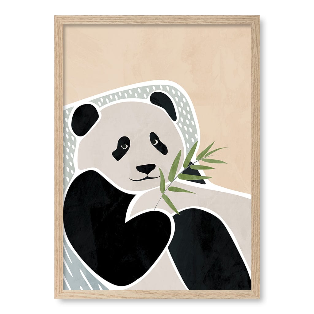 Lazy Panda Nursery Wall Art Print A2 (42 x 59.4cm) / Natural Oak Frame / No Border from our Australian Made Framed Wall Art, Prints & Posters collection by Profile Products (Australia) Pty Ltd