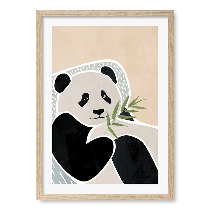 Lazy Panda Nursery Wall Art Print A2 (42 x 59.4cm) / Natural Oak Frame / White Border from our Australian Made Framed Wall Art, Prints & Posters collection by Profile Products (Australia) Pty Ltd