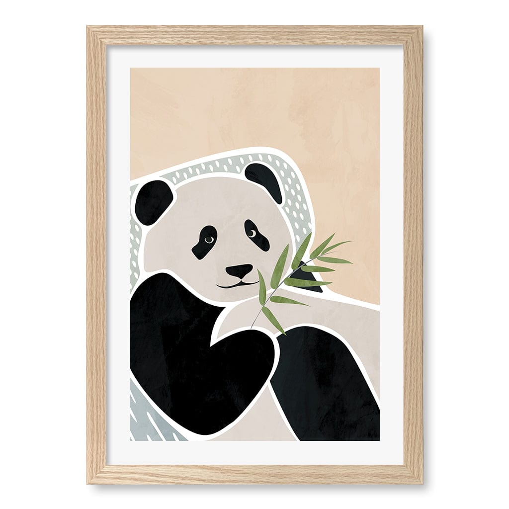 Lazy Panda Nursery Wall Art Print A3 (29.7 x 42cm) / Natural Oak Frame / White Border from our Australian Made Framed Wall Art, Prints & Posters collection by Profile Products (Australia) Pty Ltd