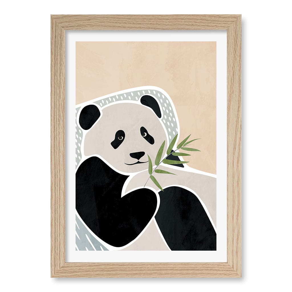 Lazy Panda Nursery Wall Art Print A4 (21 x 29.7cm) / Natural Oak Frame / White Border from our Australian Made Framed Wall Art, Prints & Posters collection by Profile Products (Australia) Pty Ltd