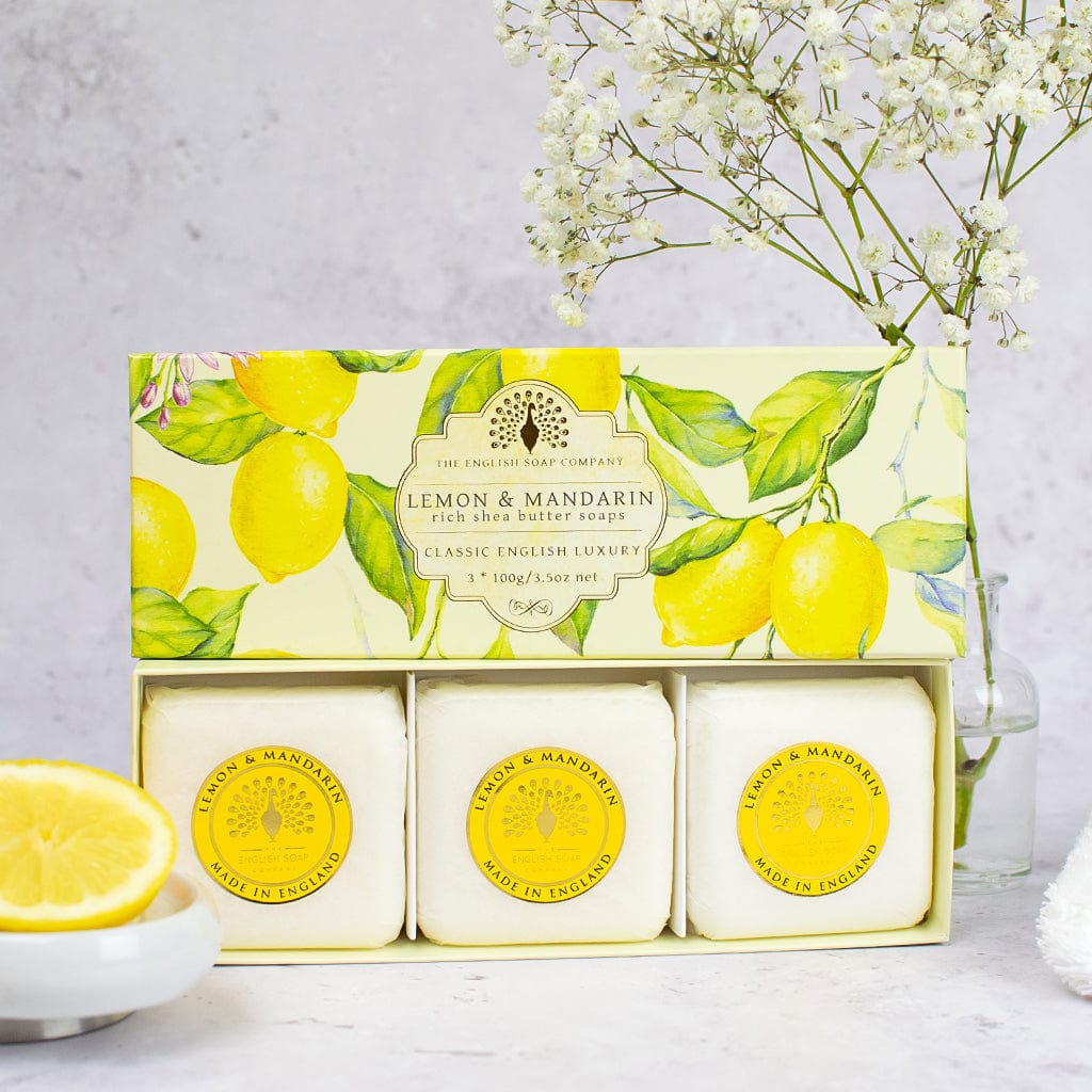 Lemon & Mandarin Triple Soap Bars Gift Set 3x100g from our Luxury Bar Soap collection by The English Soap Company