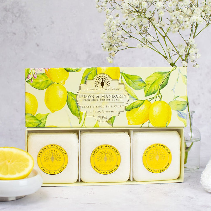 Lemon & Mandarin Triple Soap Bars Gift Set 3x100g from our Luxury Bar Soap collection by The English Soap Company