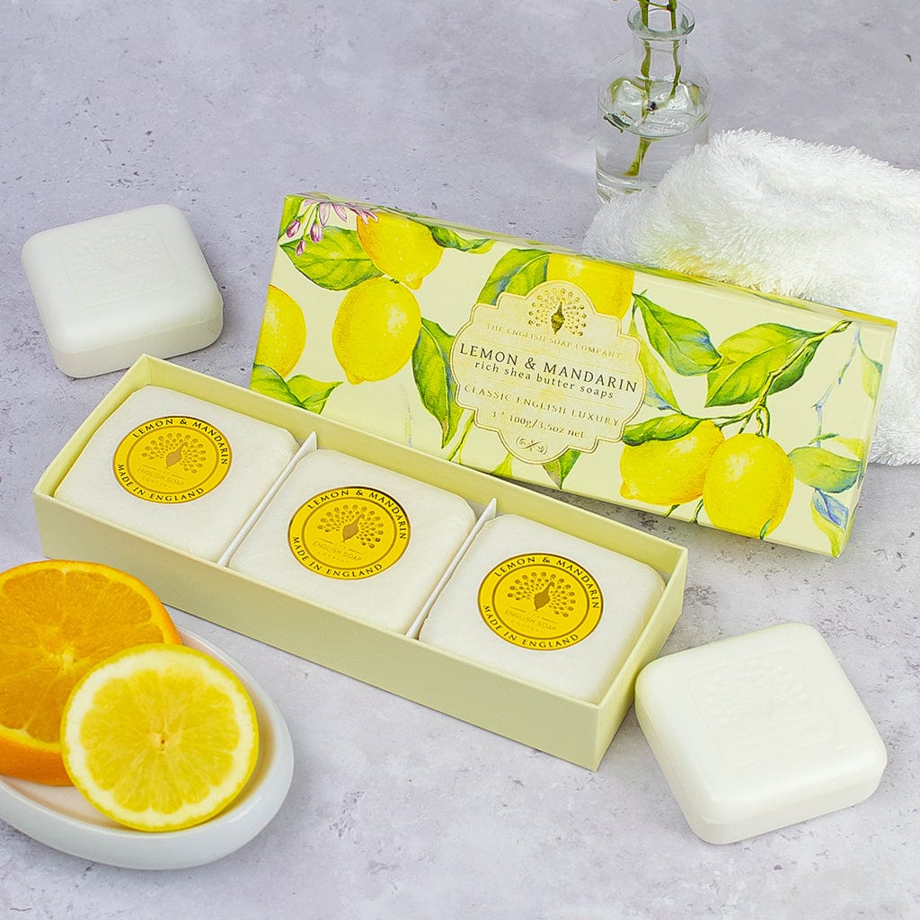 Lemon & Mandarin Triple Soap Bars Gift Set 3x100g from our Luxury Bar Soap collection by The English Soap Company