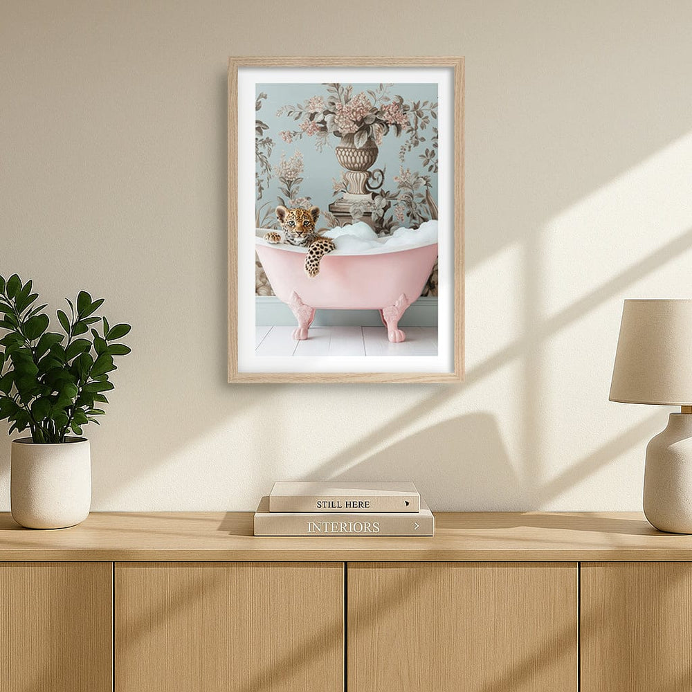 Leopard Bubble Bath Wall Art Print by Niky Rahner from our Australian Made Framed Wall Art, Prints & Posters collection by Profile Australia