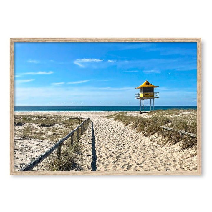 Lifeguard Tower 1 Wall Art Print A1 (59.4 x 84.1cm) / Natural Oak Frame / No Border from our Australian Made Framed Wall Art, Prints & Posters collection by Profile Products (Australia) Pty Ltd