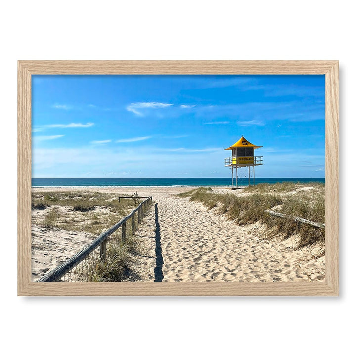 Lifeguard Tower 1 Wall Art Print A3 (29.7 x 42cm) / Natural Oak Frame / No Border from our Australian Made Framed Wall Art, Prints & Posters collection by Profile Products (Australia) Pty Ltd