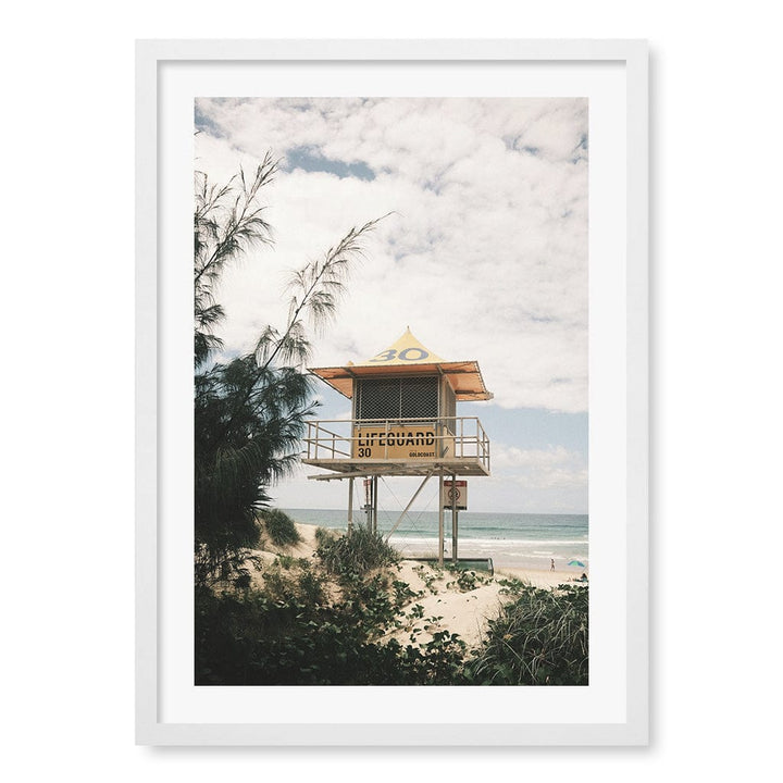 Lifeguard Tower 2 Wall Art Print A2 (42 x 59.4cm) / Matte White Frame / White Border from our Australian Made Framed Wall Art, Prints & Posters collection by Profile Products (Australia) Pty Ltd