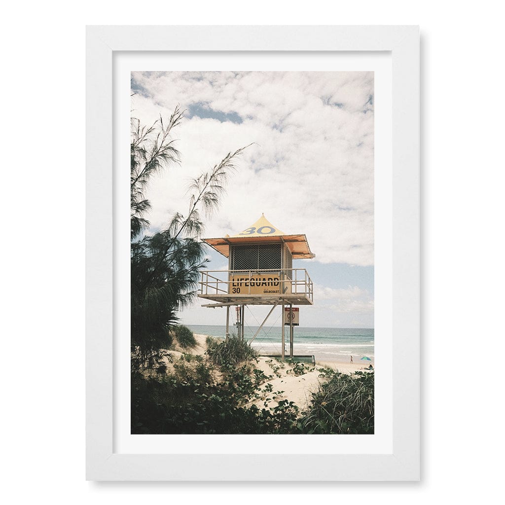 Lifeguard Tower 2 Wall Art Print A4 (21 x 29.7cm) / Matte White Frame / White Border from our Australian Made Framed Wall Art, Prints & Posters collection by Profile Products (Australia) Pty Ltd