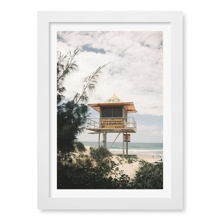 Lifeguard Tower 2 Wall Art Print A4 (21 x 29.7cm) / Matte White Frame / White Border from our Australian Made Framed Wall Art, Prints & Posters collection by Profile Products (Australia) Pty Ltd