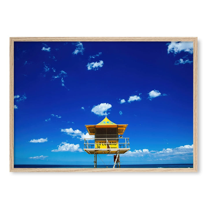 Lifeguard Tower 3 Wall Art Print A1 (59.4 x 84.1cm) / Natural Oak Frame / No Border from our Australian Made Framed Wall Art, Prints & Posters collection by Profile Products (Australia) Pty Ltd