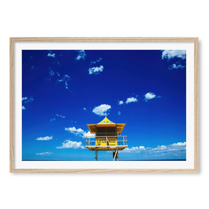 Lifeguard Tower 3 Wall Art Print A1 (59.4 x 84.1cm) / Natural Oak Frame / White Border from our Australian Made Framed Wall Art, Prints & Posters collection by Profile Products (Australia) Pty Ltd
