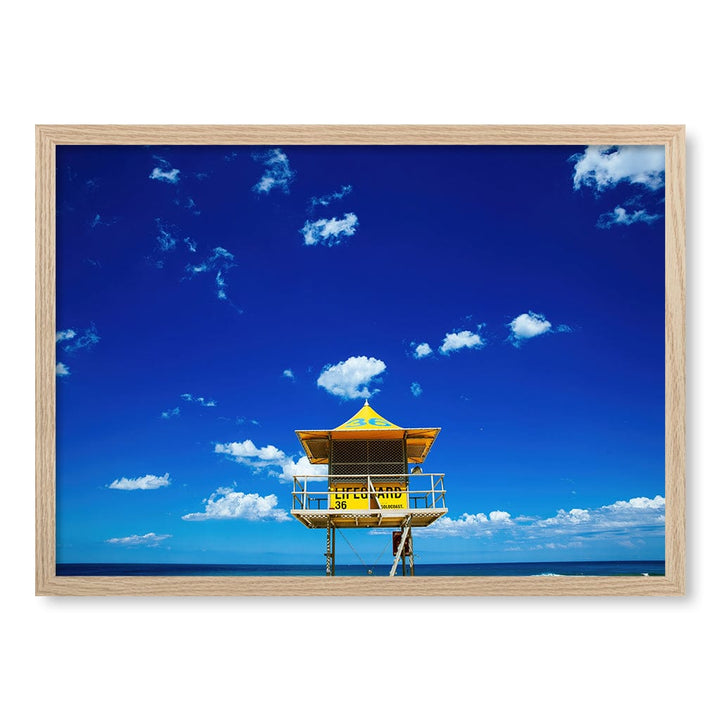 Lifeguard Tower 3 Wall Art Print A2 (42 x 59.4cm) / Natural Oak Frame / No Border from our Australian Made Framed Wall Art, Prints & Posters collection by Profile Products (Australia) Pty Ltd