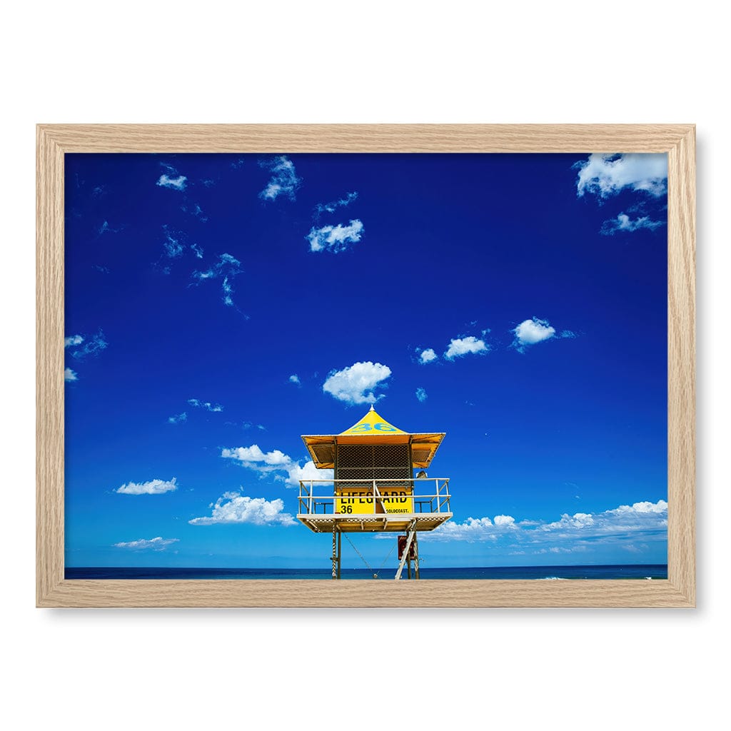 Lifeguard Tower 3 Wall Art Print A3 (29.7 x 42cm) / Natural Oak Frame / No Border from our Australian Made Framed Wall Art, Prints & Posters collection by Profile Products (Australia) Pty Ltd