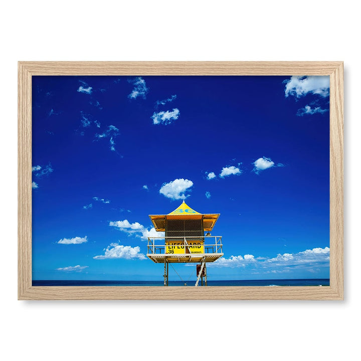 Lifeguard Tower 3 Wall Art Print A3 (29.7 x 42cm) / Natural Oak Frame / No Border from our Australian Made Framed Wall Art, Prints & Posters collection by Profile Products (Australia) Pty Ltd