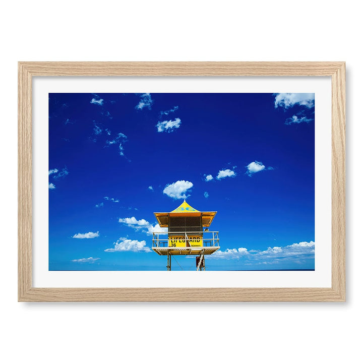 Lifeguard Tower 3 Wall Art Print A3 (29.7 x 42cm) / Natural Oak Frame / White Border from our Australian Made Framed Wall Art, Prints & Posters collection by Profile Products (Australia) Pty Ltd