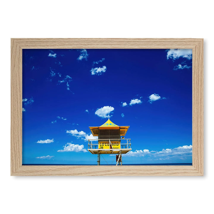 Lifeguard Tower 3 Wall Art Print A4 (21 x 29.7cm) / Natural Oak Frame / No Border from our Australian Made Framed Wall Art, Prints & Posters collection by Profile Products (Australia) Pty Ltd