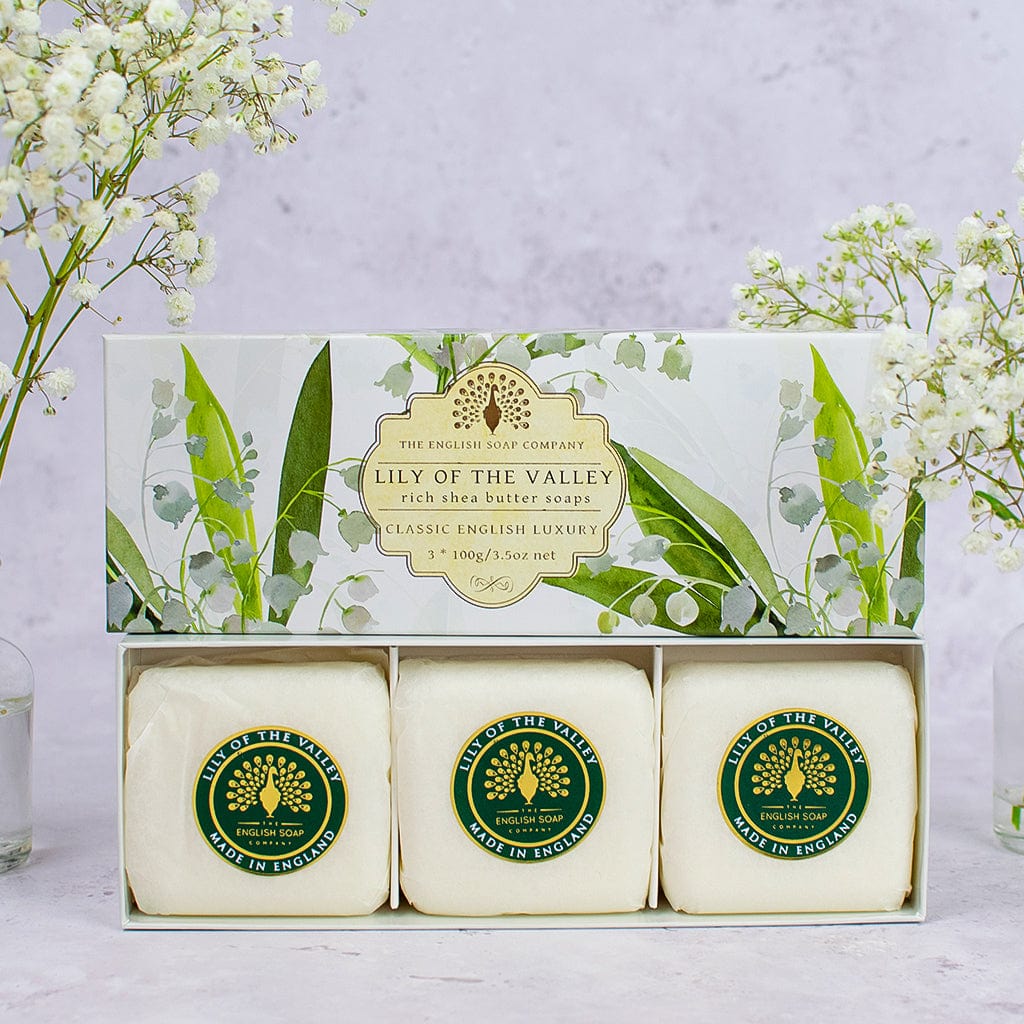 Lily of the Valley Triple Soap Bars Gift Set 3x100g from our Luxury Bar Soap collection by The English Soap Company