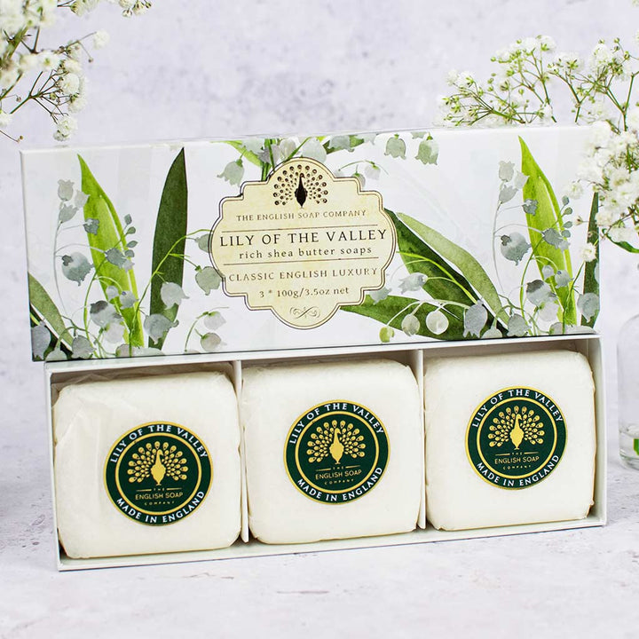 Lily of the Valley Triple Soap Bars Gift Set 3x100g from our Luxury Bar Soap collection by The English Soap Company