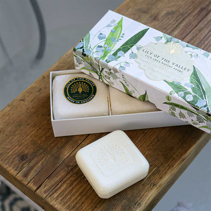 Lily of the Valley Triple Soap Bars Gift Set 3x100g from our Luxury Bar Soap collection by The English Soap Company