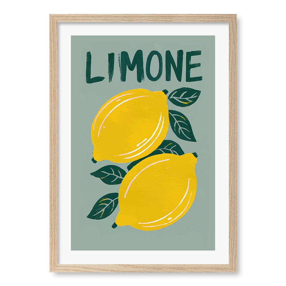 Limone Wall Art Print A2 (42 x 59.4cm) / Natural Oak Frame / White Border from our Australian Made Wall Art collection by Profile Australia