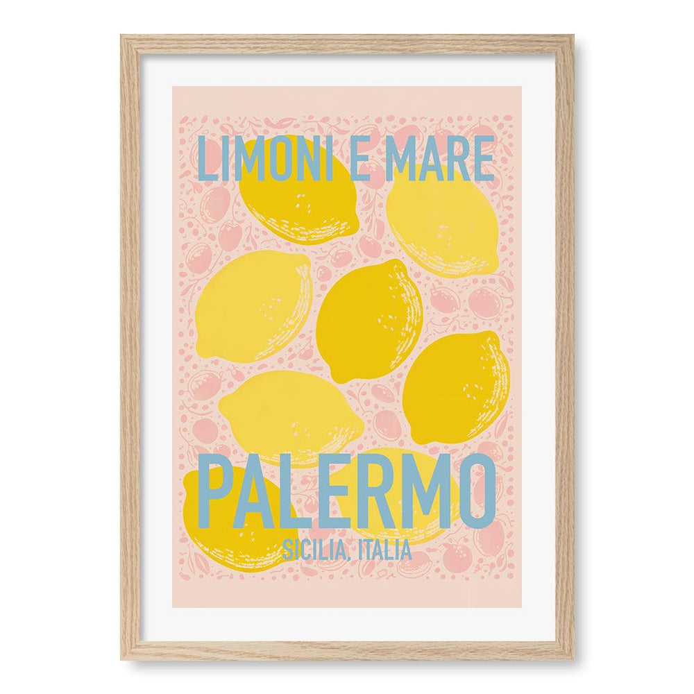 Limoni E Mare Wall Art Print A2 (42 x 59.4cm) / Natural Oak Frame / White Border from our Australian Made Wall Art collection by Profile Australia