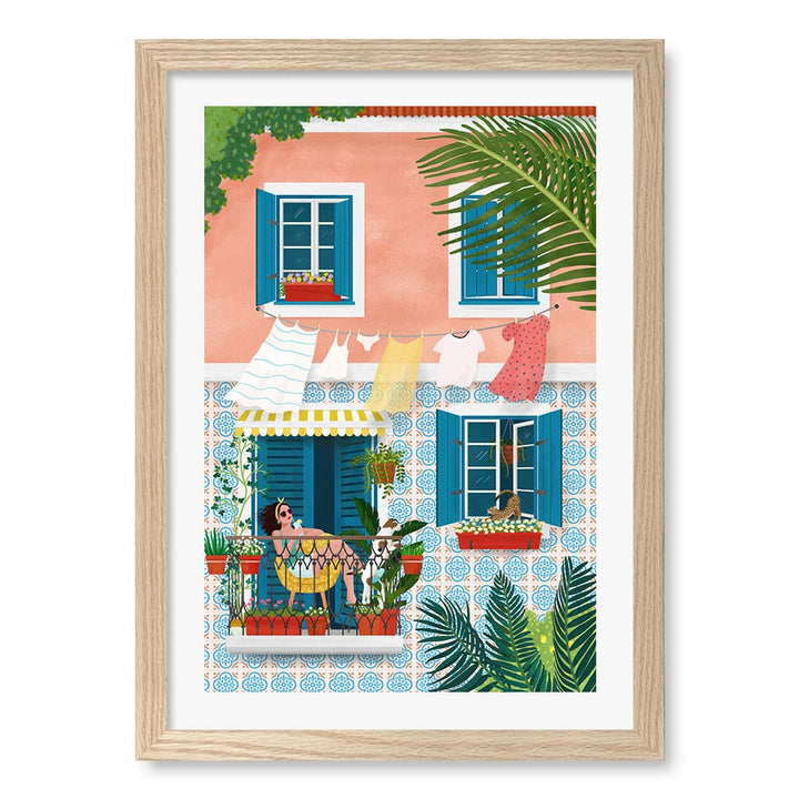 Lisbon Wall Art Print A3 (29.7 x 42cm) / Natural Oak Frame / White Border from our Australian Made Wall Art collection by Profile Australia