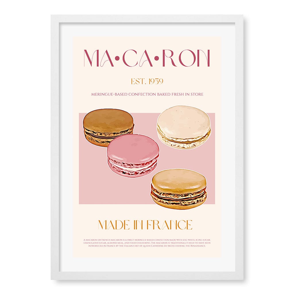 Macaron Delight Wall Art Print A2 (42 x 59.4cm) / Matte White Frame / White Border from our Australian Made Wall Art collection by Profile Australia