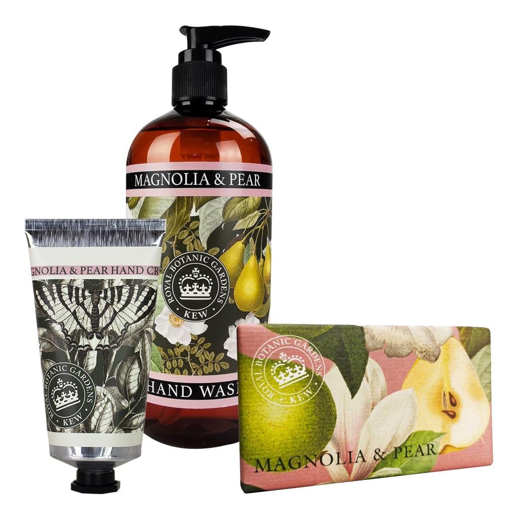 Magnolia & Pear Hand Cream, Soap & Wash Bundle - Royal Kew Gardens from our Body & Bath collection by The English Soap Company