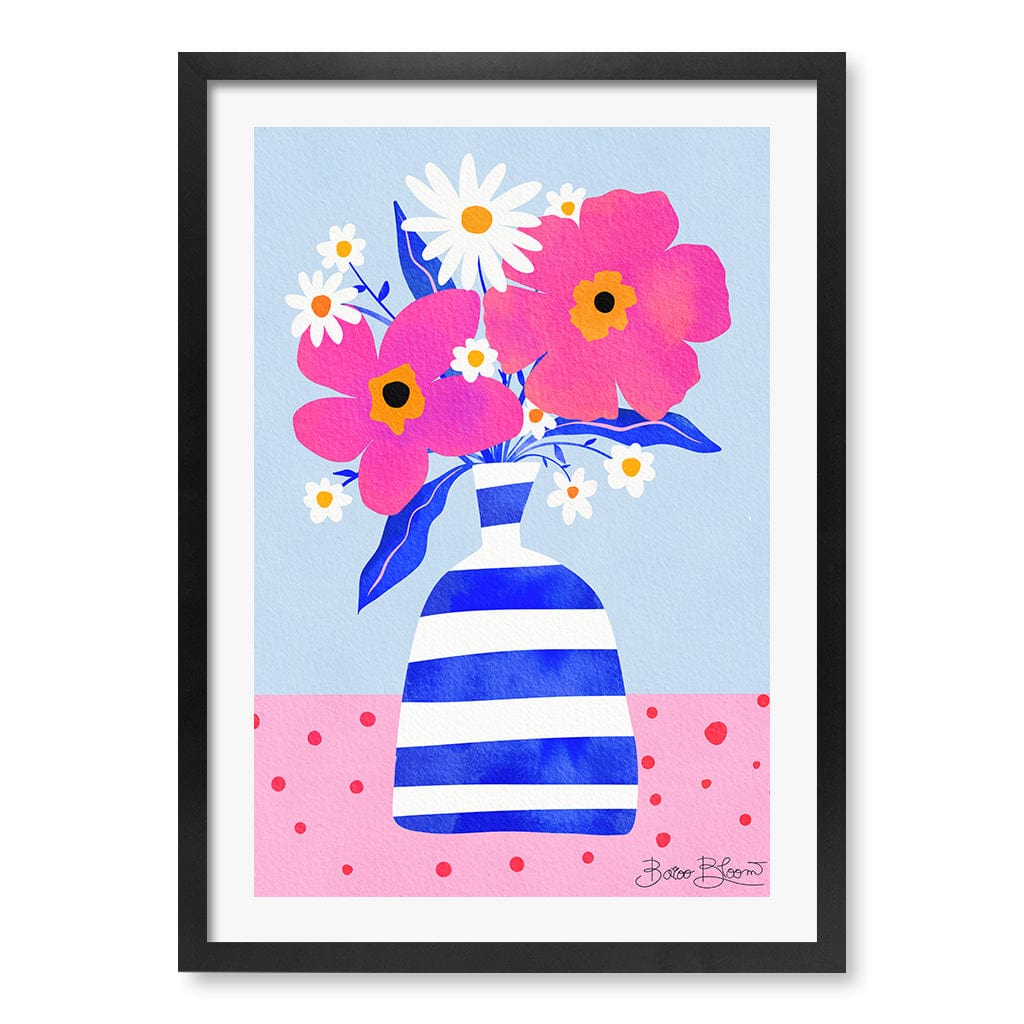 Maximalist Flowers Modern Wall Art Print by Baroo Bloom A4 (21 x 29.7cm) / Matte Black Frame / White Border from our Australian Made Framed Wall Art, Prints & Posters collection by Profile Products (Australia) Pty Ltd