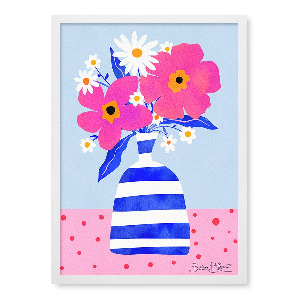 Maximalist Flowers Modern Wall Art Print by Baroo Bloom A4 (21 x 29.7cm) / Matte White Frame / No Border from our Australian Made Framed Wall Art, Prints & Posters collection by Profile Products (Australia) Pty Ltd