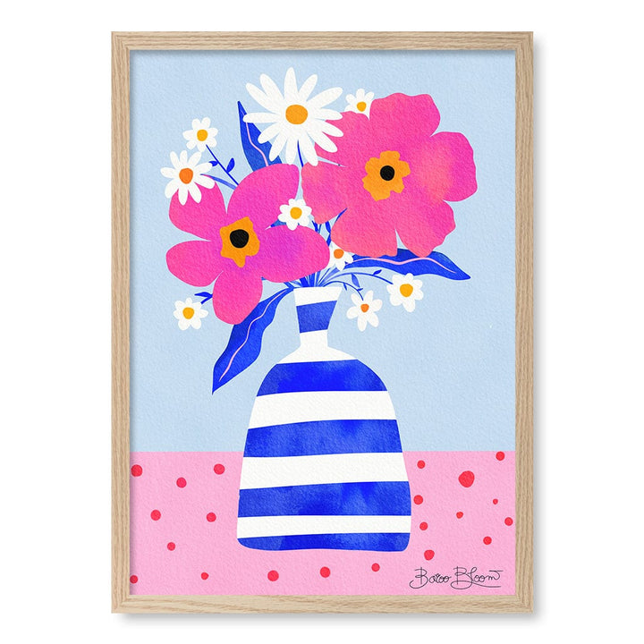 Maximalist Flowers Modern Wall Art Print by Baroo Bloom A4 (21 x 29.7cm) / Natural Oak Frame / No Border from our Australian Made Framed Wall Art, Prints & Posters collection by Profile Products (Australia) Pty Ltd