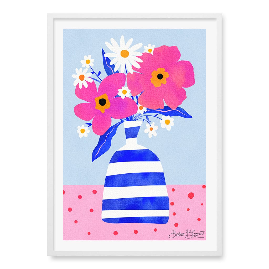 Maximalist Flowers Wall Art Print A1 (59.4 x 84.1cm) / Matte White Frame / White Border from our Australian Made Wall Art collection by Profile Australia