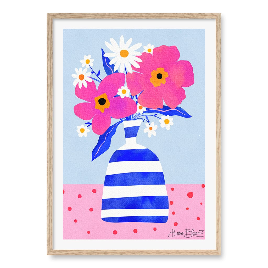 Maximalist Flowers Wall Art Print A1 (59.4 x 84.1cm) / Natural Oak Frame / White Border from our Australian Made Wall Art collection by Profile Australia
