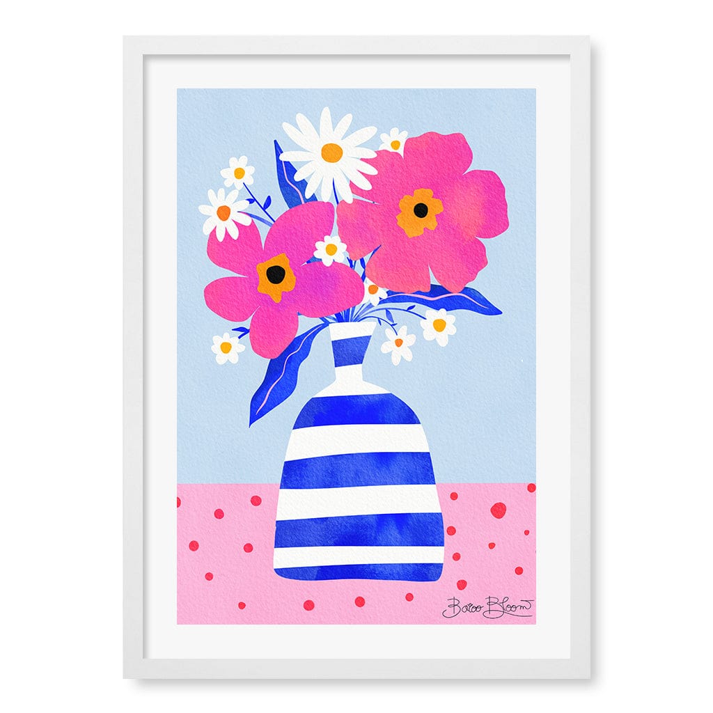 Maximalist Flowers Wall Art Print A2 (42 x 59.4cm) / Matte White Frame / White Border from our Australian Made Wall Art collection by Profile Australia