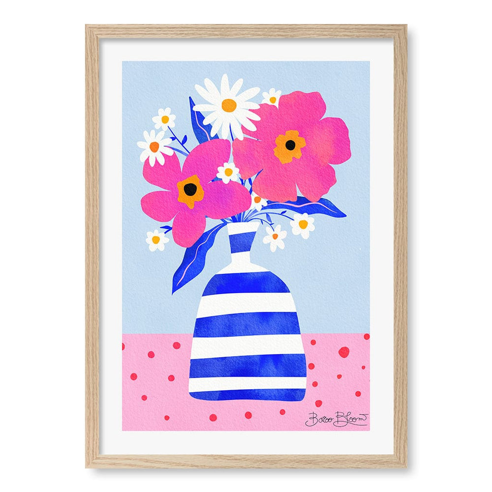 Maximalist Flowers Wall Art Print A2 (42 x 59.4cm) / Natural Oak Frame / White Border from our Australian Made Wall Art collection by Profile Australia