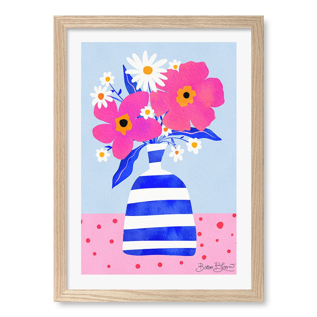 Maximalist Flowers Wall Art Print A3 (29.7 x 42cm) / Natural Oak Frame / White Border from our Australian Made Wall Art collection by Profile Australia