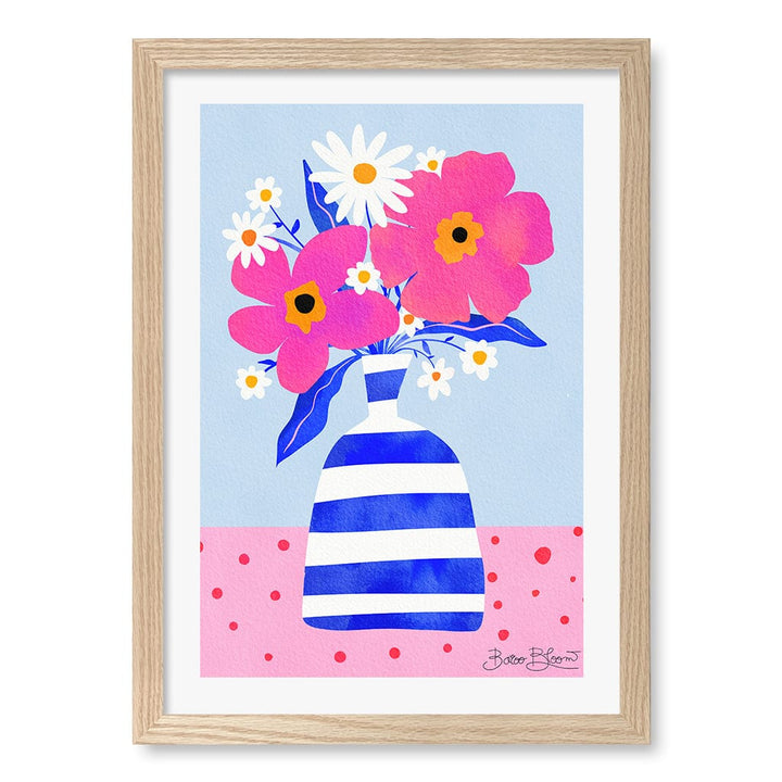 Maximalist Flowers Wall Art Print A3 (29.7 x 42cm) / Natural Oak Frame / White Border from our Australian Made Wall Art collection by Profile Australia