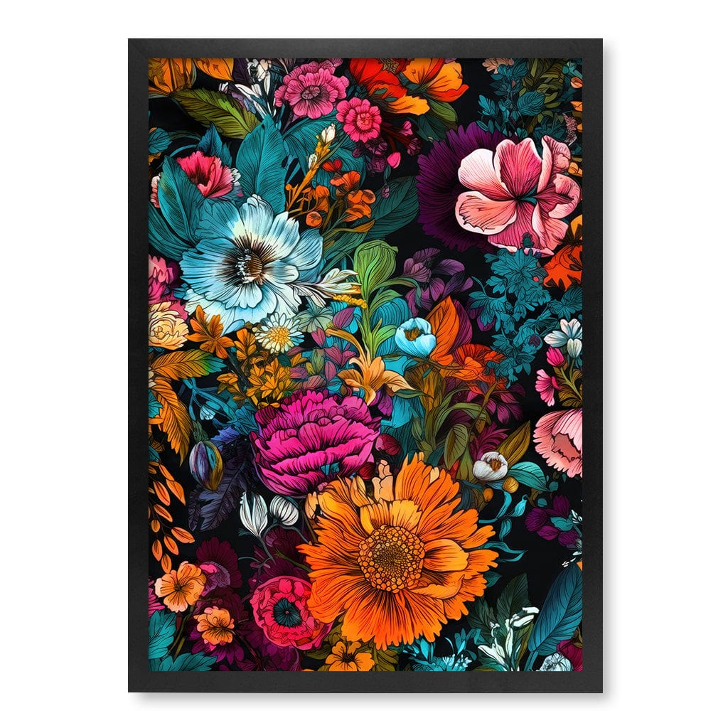 Meadow Flowers 6 Modern Wall Art Print A4 (21 x 29.7cm) / Matte Black Frame / No Border from our Australian Made Framed Wall Art, Prints & Posters collection by Profile Products (Australia) Pty Ltd