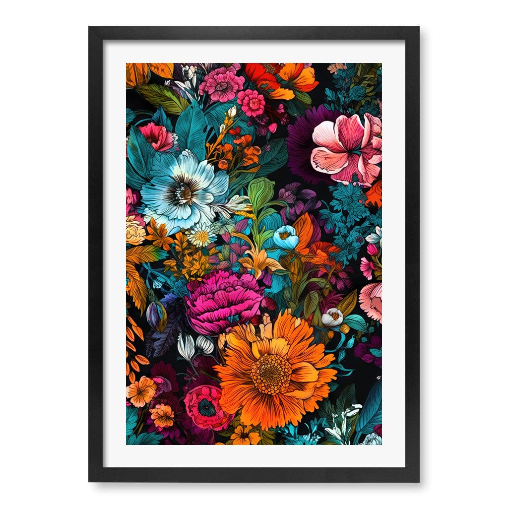 Meadow Flowers 6 Modern Wall Art Print A4 (21 x 29.7cm) / Matte Black Frame / White Border from our Australian Made Framed Wall Art, Prints & Posters collection by Profile Products (Australia) Pty Ltd