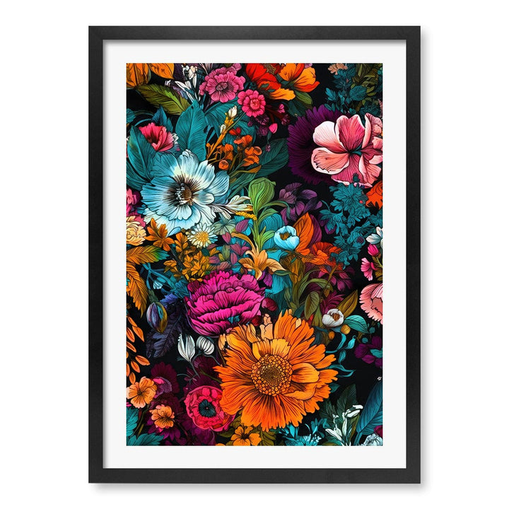 Meadow Flowers 6 Modern Wall Art Print A4 (21 x 29.7cm) / Matte Black Frame / White Border from our Australian Made Framed Wall Art, Prints & Posters collection by Profile Products (Australia) Pty Ltd