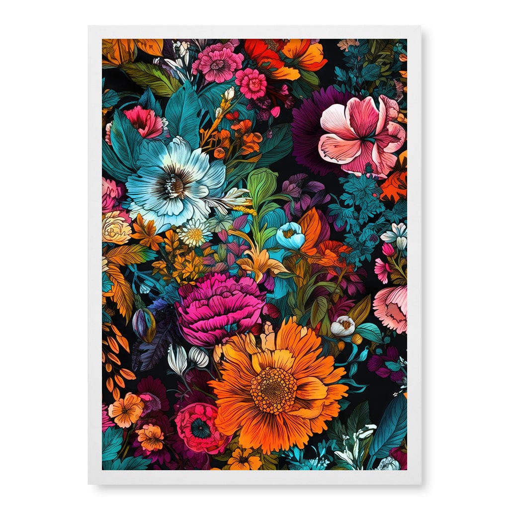 Meadow Flowers 6 Modern Wall Art Print A4 (21 x 29.7cm) / Matte White Frame / No Border from our Australian Made Framed Wall Art, Prints & Posters collection by Profile Products (Australia) Pty Ltd