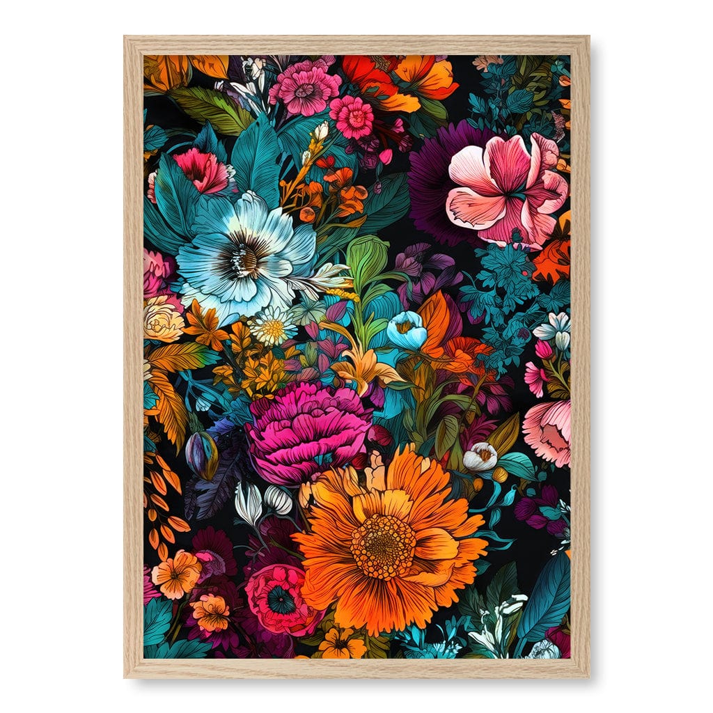 Meadow Flowers 6 Modern Wall Art Print A4 (21 x 29.7cm) / Natural Oak Frame / No Border from our Australian Made Framed Wall Art, Prints & Posters collection by Profile Products (Australia) Pty Ltd