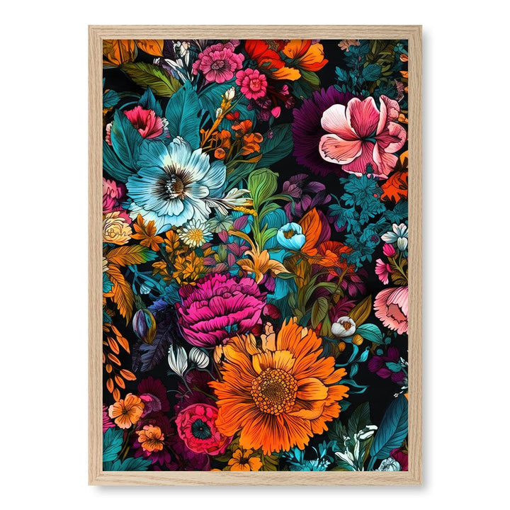 Meadow Flowers 6 Modern Wall Art Print A4 (21 x 29.7cm) / Natural Oak Frame / No Border from our Australian Made Framed Wall Art, Prints & Posters collection by Profile Products (Australia) Pty Ltd