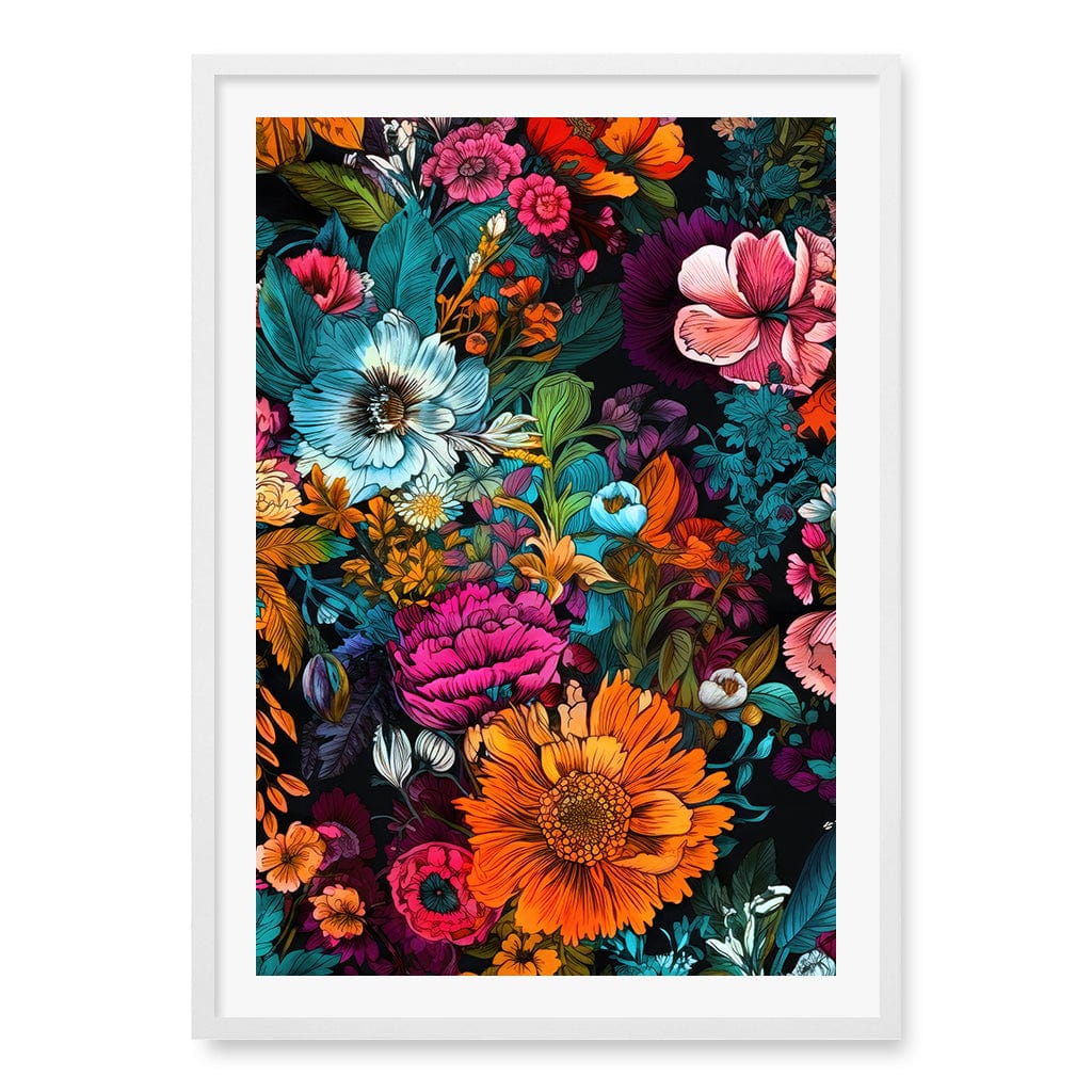 Meadow Flowers 6 Wall Art Print A1 (59.4 x 84.1cm) / Matte White Frame / White Border from our Australian Made Wall Art collection by Profile Australia