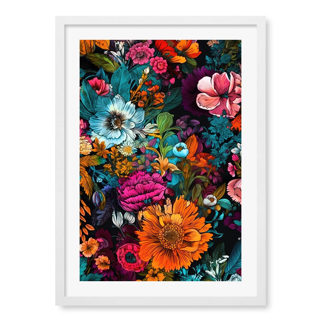 Meadow Flowers 6 Wall Art Print A2 (42 x 59.4cm) / Matte White Frame / White Border from our Australian Made Wall Art collection by Profile Australia