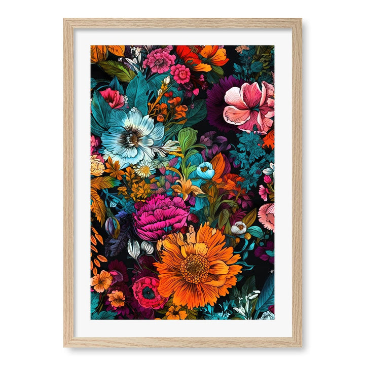 Meadow Flowers 6 Wall Art Print A2 (42 x 59.4cm) / Natural Oak Frame / White Border from our Australian Made Wall Art collection by Profile Australia