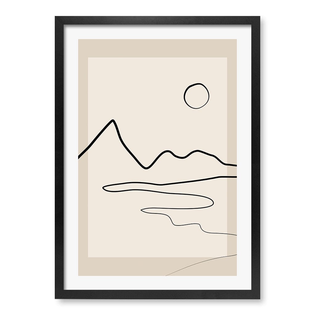 Minimalist Horizon Line Art Print by Elena Ristova A4 (21 x 29.7cm) / Matte Black Frame / White Border from our Australian Made Framed Wall Art, Prints &amp; Posters collection by Profile Australia