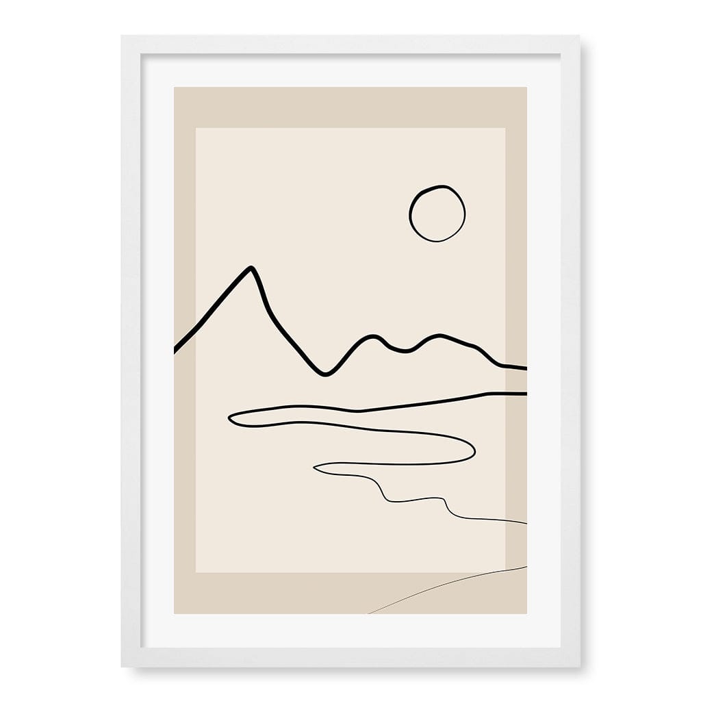 Minimalist Horizon Line Art Print by Elena Ristova A4 (21 x 29.7cm) / Matte White Frame / White Border from our Australian Made Framed Wall Art, Prints &amp; Posters collection by Profile Australia