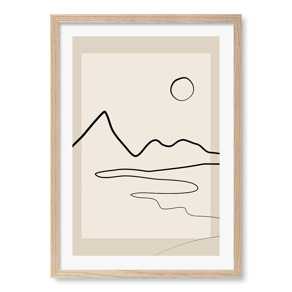 Minimalist Horizon Line Art Print by Elena Ristova A4 (21 x 29.7cm) / Natural Oak Frame / White Border from our Australian Made Framed Wall Art, Prints &amp; Posters collection by Profile Australia